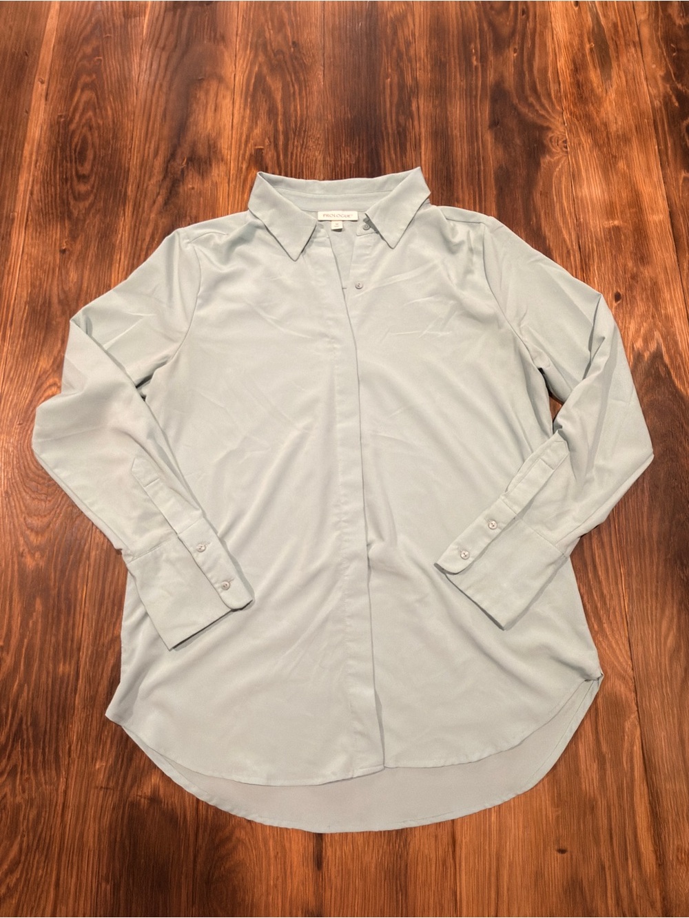 Prologue Light Gray Button-Front Blouse